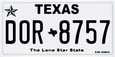TX license plate DOR8757