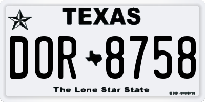 TX license plate DOR8758