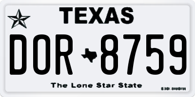 TX license plate DOR8759