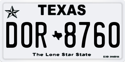TX license plate DOR8760