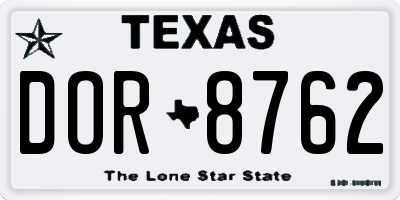 TX license plate DOR8762