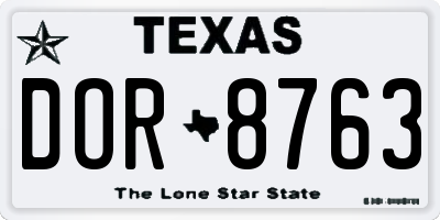TX license plate DOR8763