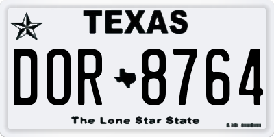 TX license plate DOR8764