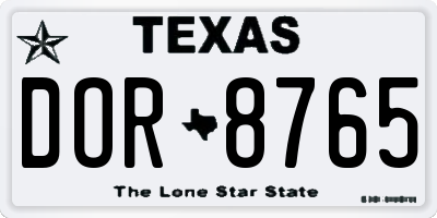 TX license plate DOR8765
