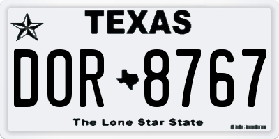 TX license plate DOR8767