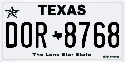 TX license plate DOR8768