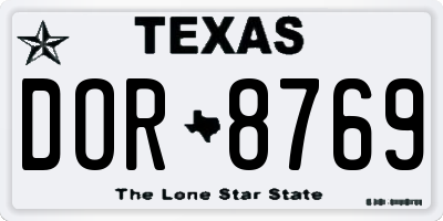 TX license plate DOR8769
