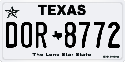 TX license plate DOR8772