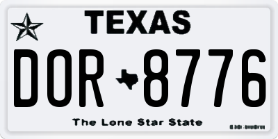 TX license plate DOR8776