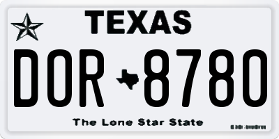 TX license plate DOR8780
