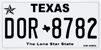 TX license plate DOR8782