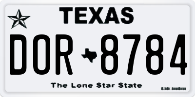 TX license plate DOR8784