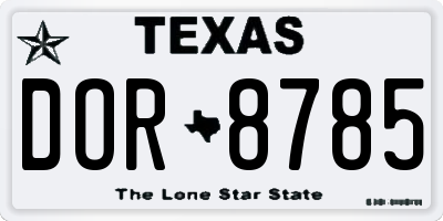 TX license plate DOR8785
