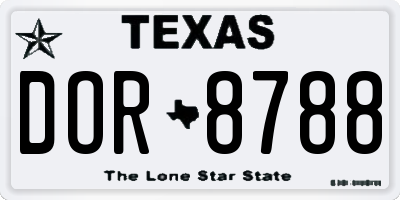 TX license plate DOR8788