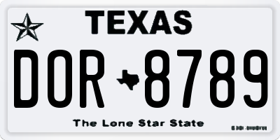 TX license plate DOR8789
