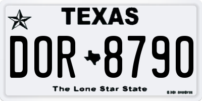 TX license plate DOR8790