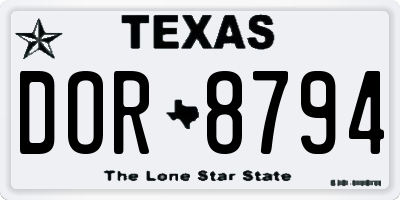 TX license plate DOR8794