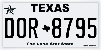 TX license plate DOR8795