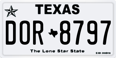 TX license plate DOR8797