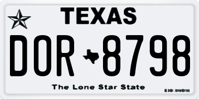 TX license plate DOR8798