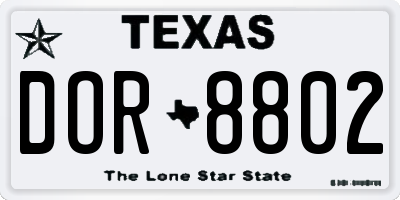TX license plate DOR8802