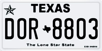 TX license plate DOR8803