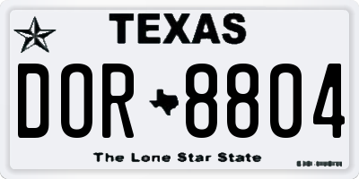 TX license plate DOR8804