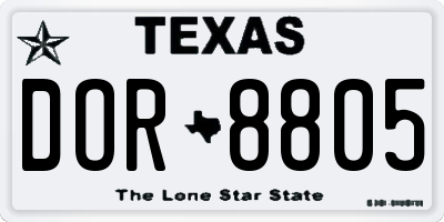 TX license plate DOR8805