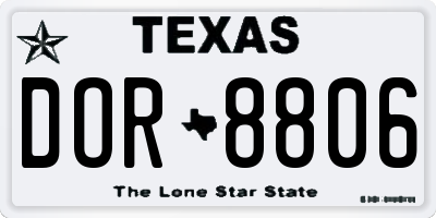TX license plate DOR8806