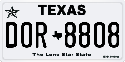 TX license plate DOR8808