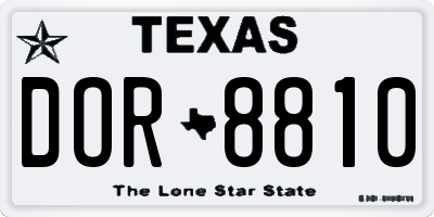 TX license plate DOR8810