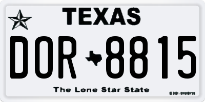TX license plate DOR8815