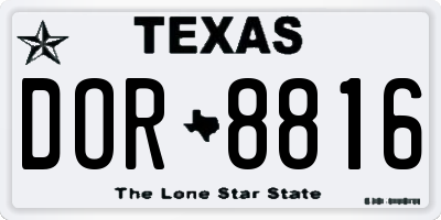 TX license plate DOR8816