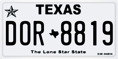 TX license plate DOR8819