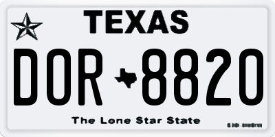 TX license plate DOR8820