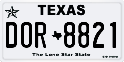 TX license plate DOR8821
