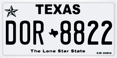 TX license plate DOR8822