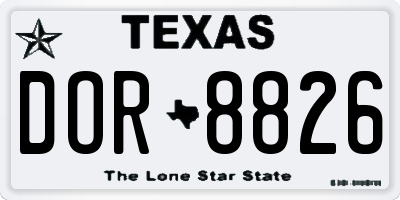 TX license plate DOR8826