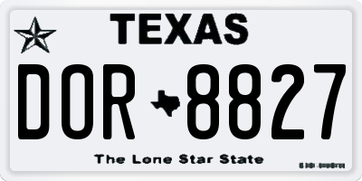 TX license plate DOR8827