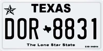 TX license plate DOR8831
