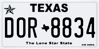 TX license plate DOR8834