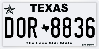TX license plate DOR8836