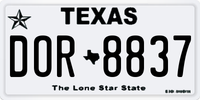 TX license plate DOR8837