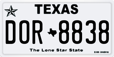 TX license plate DOR8838