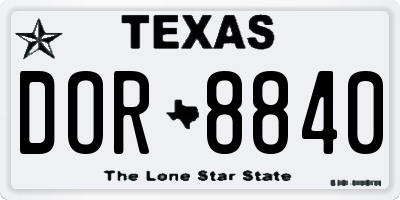 TX license plate DOR8840