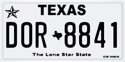 TX license plate DOR8841