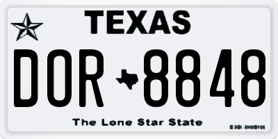 TX license plate DOR8848