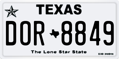 TX license plate DOR8849