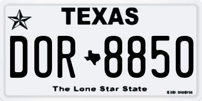 TX license plate DOR8850
