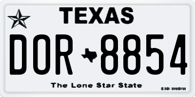 TX license plate DOR8854